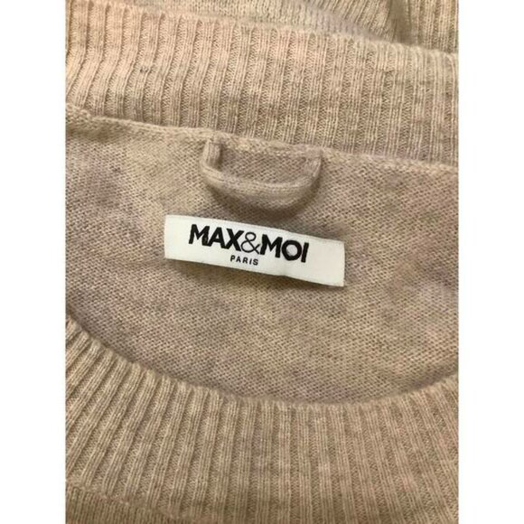 Max&Moi Tan Camel Cashmere Blend Crew Neck Sweater Mink Fur Long Sleeve XS - Picture 4 of 5